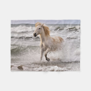 Camarguepaard dat uit de branding loopt fleece deken