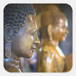 Cambodia, Phnom Penh. Boeddhabeelden Vierkante Sticker