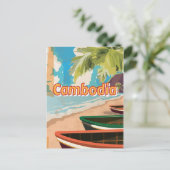 Cambodia Vintage-poster Briefkaart (Staand voorkant)