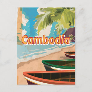 Cambodia Vintage-poster Briefkaart