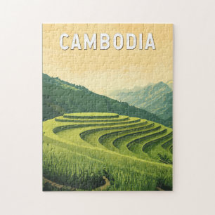 Cambodja Illustratie Reizen Art Vintage Legpuzzel