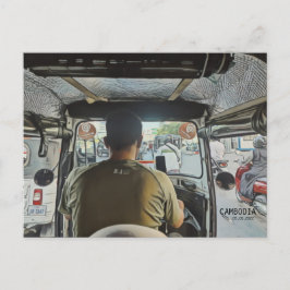 Cambodja Inside a Tuk,  datum Briefkaart