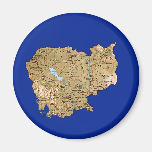 Cambodja Kaart Magneet (Voorkant)