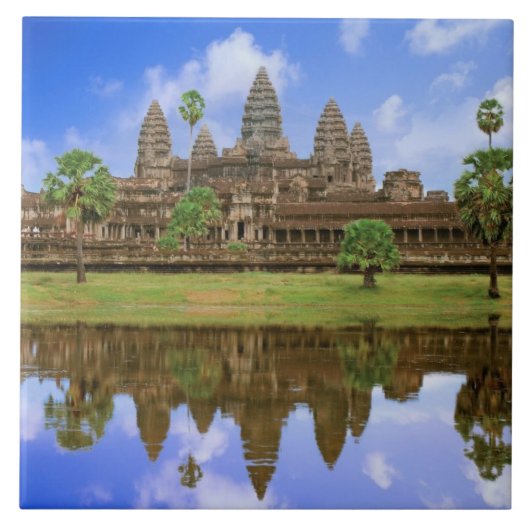 Cambodja, Kampuchea, Angkor Wat tempel. Tegeltje (Voorkant)