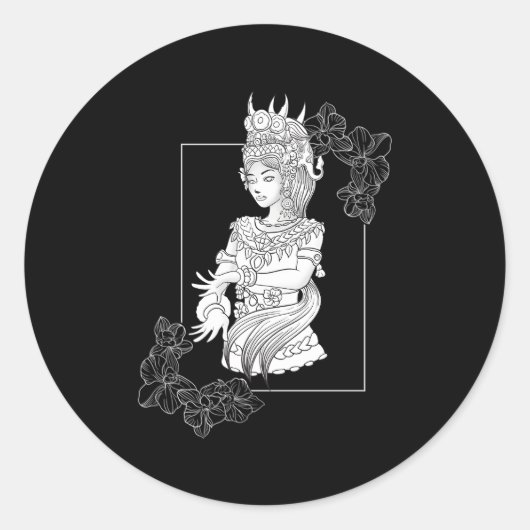 Cambodja Khmer Traditional Dance Apsara Ronde Sticker (Voorkant)
