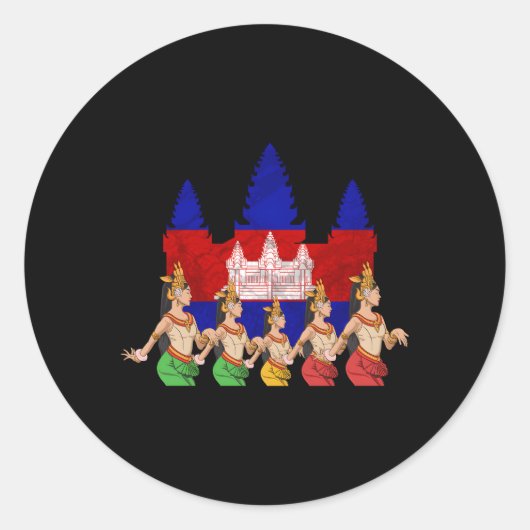 Cambodja Khmer Traditional Dance Apsara Ronde Sticker (Voorkant)