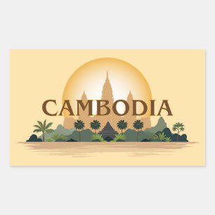 Cambodja Rechthoekige Sticker