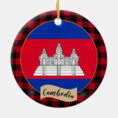 Cambodja, Rode buffels, Cambodjaanse vlag Keramisch Ornament (Achterkant)