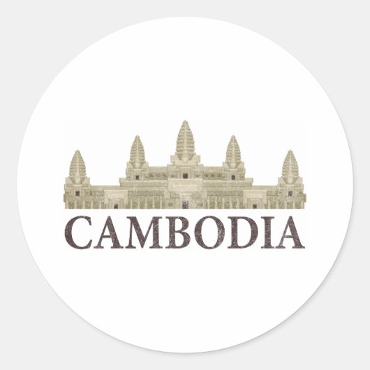 Cambodja Ronde Sticker (Voorkant)