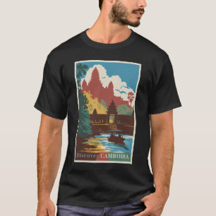 Cambodja Temple Illustration Travel Art Vintage T-shirt
