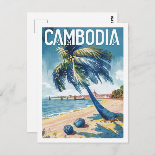 Cambodja Vintage Beroemde Reisplaats Briefkaart (Voorkant / Achterkant)