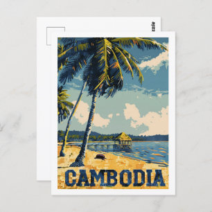 Cambodja Vintage Beroemde Reisplaats Briefkaart