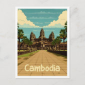 Cambodja Vintage Reizen Briefkaart (Voorkant)