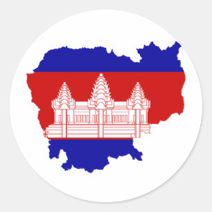 Cambodja Vlag kaart KH Ronde Sticker