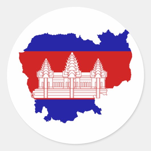 Cambodja Vlag kaart KH Ronde Sticker (Voorkant)