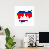 cambodja vlag plattegrond silhouet symbool poster (Thuiskantoor)
