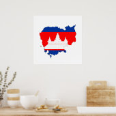 cambodja vlag plattegrond silhouet symbool poster (Keuken)