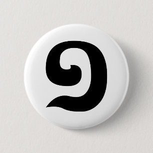 Cambodjaans nummer 1 / Eén / ១ (Muchara) Khmer Ronde Button 5,7 Cm