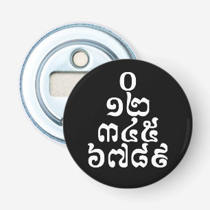 Cambodjaanse cijfers - 0 12 345 6789 Khmer Button Flesopener