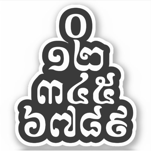 Cambodjaanse cijfers - 0 12 345 6789 Khmer Sticker (Voorkant)