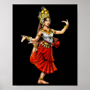Cambodjaanse Khmer traditionele dans meisje Apsara Poster
