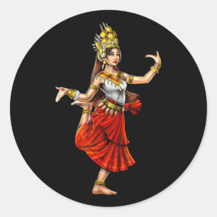 Cambodjaanse Khmer traditionele dans meisje Apsara Ronde Sticker