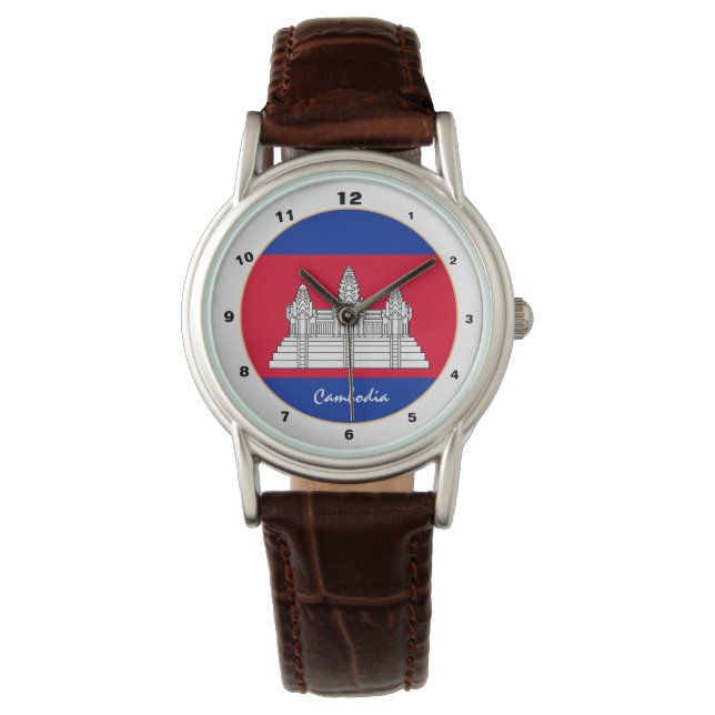 Cambodjaanse vlag & Cambodja trendy mode / design Horloge (Voorkant)