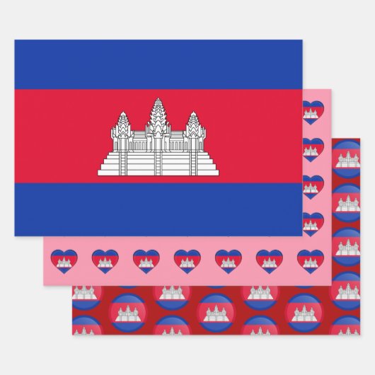 Cambodjaanse vlag, Mode van het hart en de Cambodj Inpakpapier Vel (Set)