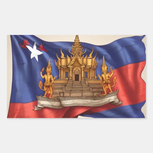cambodjevlag rechthoekige sticker (Voorkant)
