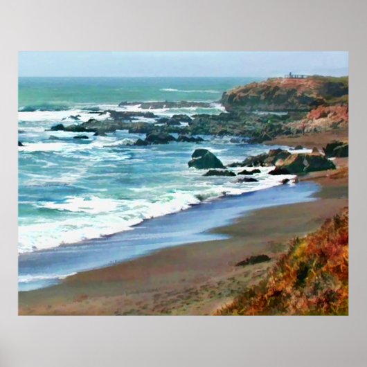 Cambria California Shoreline in de Herfst Poster (Voorkant)