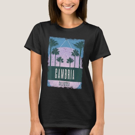 Cambria California,  Vaporwave Retro 80s T-shirt (Voorkant)