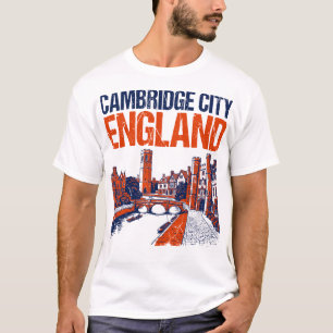 Cambridge Engeland Rivier Cam Silhouette Uitzicht T-shirt