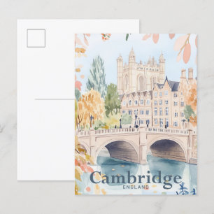 Cambridge Engeland Waterverf reisillustratie Briefkaart