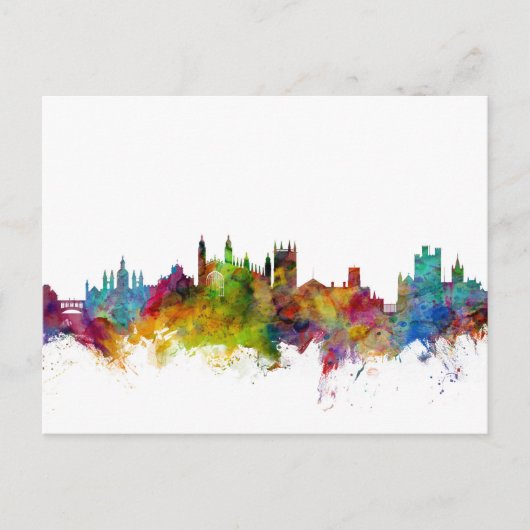Cambridge England Skyline Briefkaart (Voorkant)