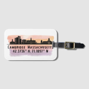 Cambridge MA City Skyline Bagagelabel