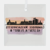 Cambridge MA City Skyline Glass Ornament (Achterkant)