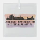 Cambridge MA City Skyline Ornement en verre (Recto)