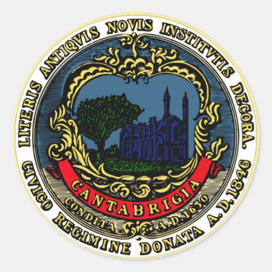 Cambridge Massachusetts City Seal Round Sticker (Voorkant)