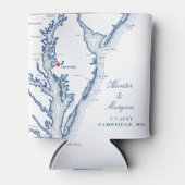 Cambridge MD Kaart Elegant Blauw Huwelijksgunst Dr Blikjeskoeler (Voorkant)