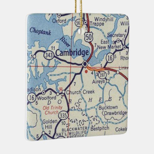 Cambridge MD  Map Keramisch Ornament (Rechts)