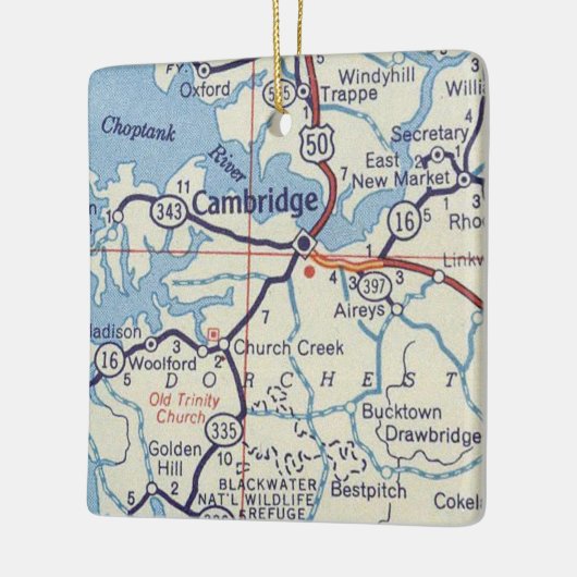 Cambridge MD Map Keramisch Ornament (Links)
