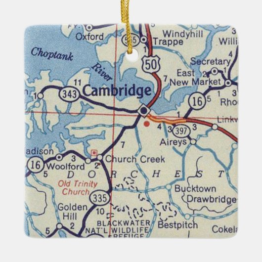 Cambridge MD Map Keramisch Ornament (Voorkant)