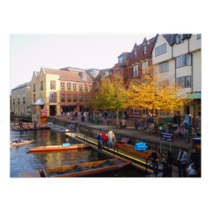 Cambridge. Uitzicht van de Magdalene Bridge. Fotoa Foto Afdruk