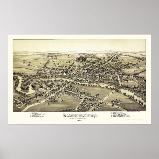Cambridgeboro, PA Panorama Map - 1895 Poster (Voorkant)