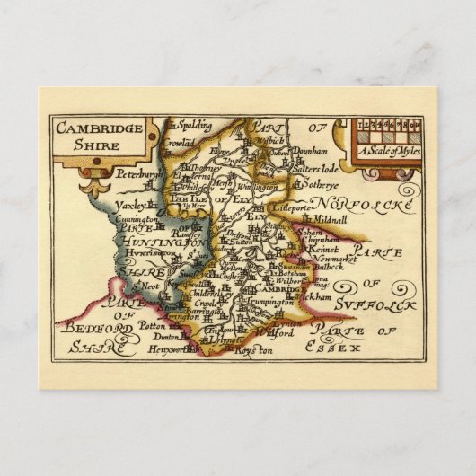 Cambridgeshire County England Oude antiquarische k Briefkaart (Voorkant)