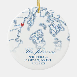 Camden Maine Kaart Trouwfoto Kerst Keramisch Ornament