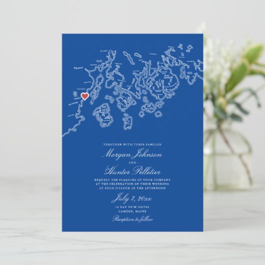 Camden Maine Map Faire-part de mariage - Penobscot (Debout devant)