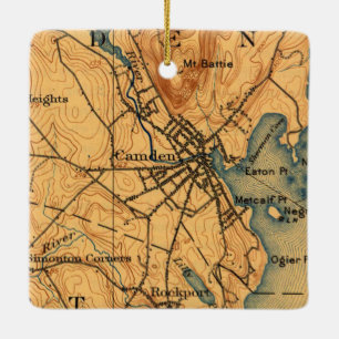 Camden Maine Map Keramisch Ornament
