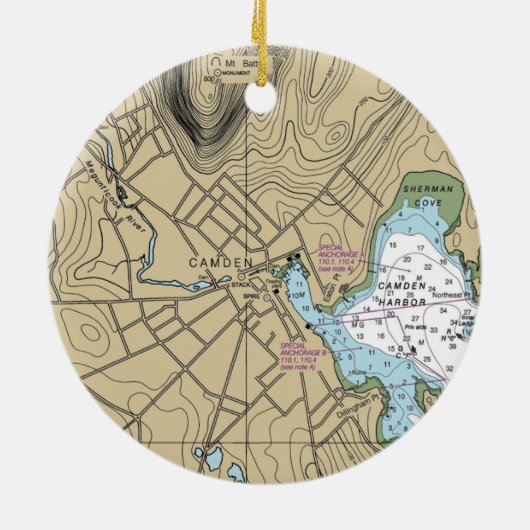 Camden Maine Nautical Chart Keramisch Ornament (Achterkant)