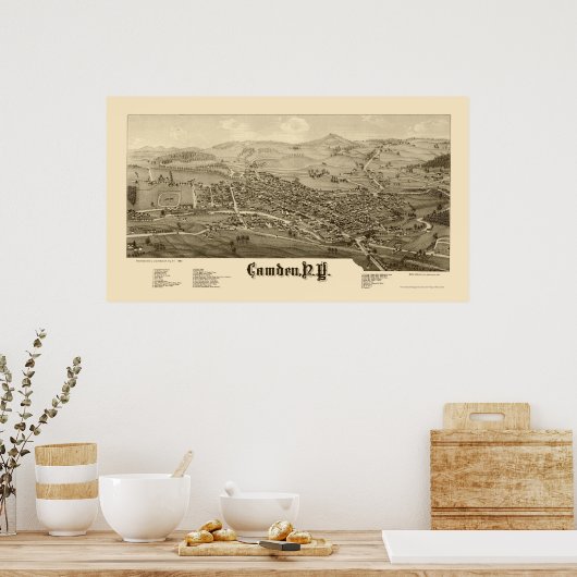 Camden, NY Panoramic Map - 1885 Poster (Keuken)